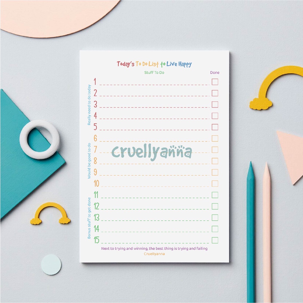 

[cruell] Today's To Do List Note Pad – To Do List Notepad – Things To Do – List Pad - Organiser – Planner pad – Eco Friendly Stationery - 024