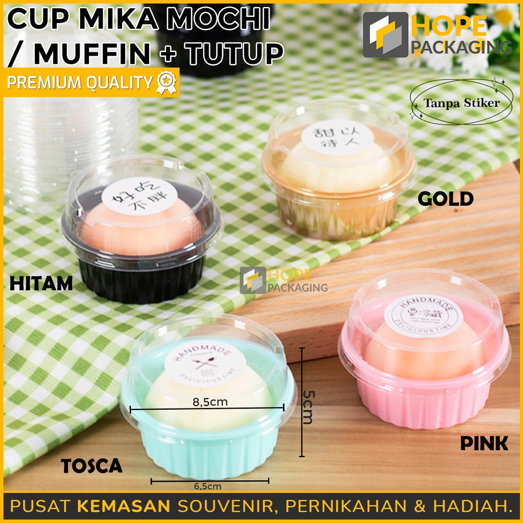 [ ISI 5 PCS ] Cup Mika Mochi / Muffin + tutup Tray Mika Tutup W10 Mooncake 75gr Pudding Mochi Pia Kue Nastar dll