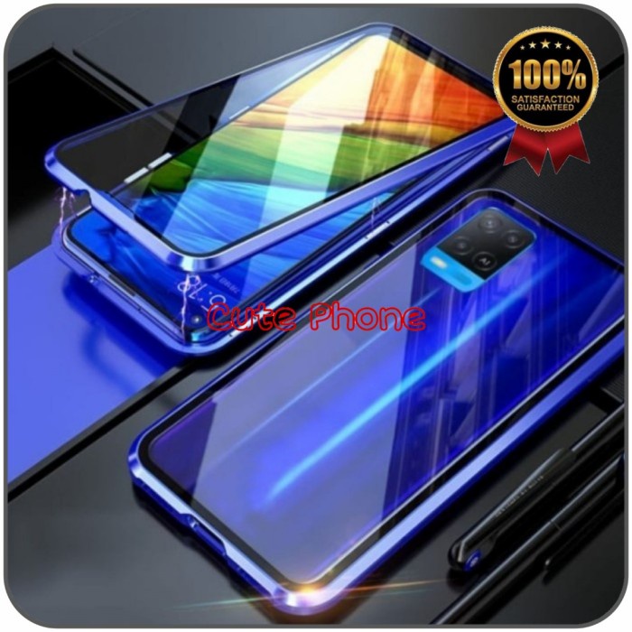 Casing Hard Case OPPO A54 A 54 4G Magnetic Full Tempered Glass Cover