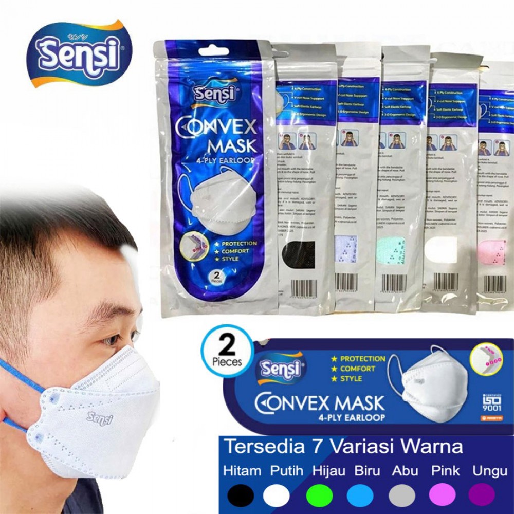 Sensi Masker Convex Mask 4 ply Earloop Sachet isi 2 Pcs - WHITE