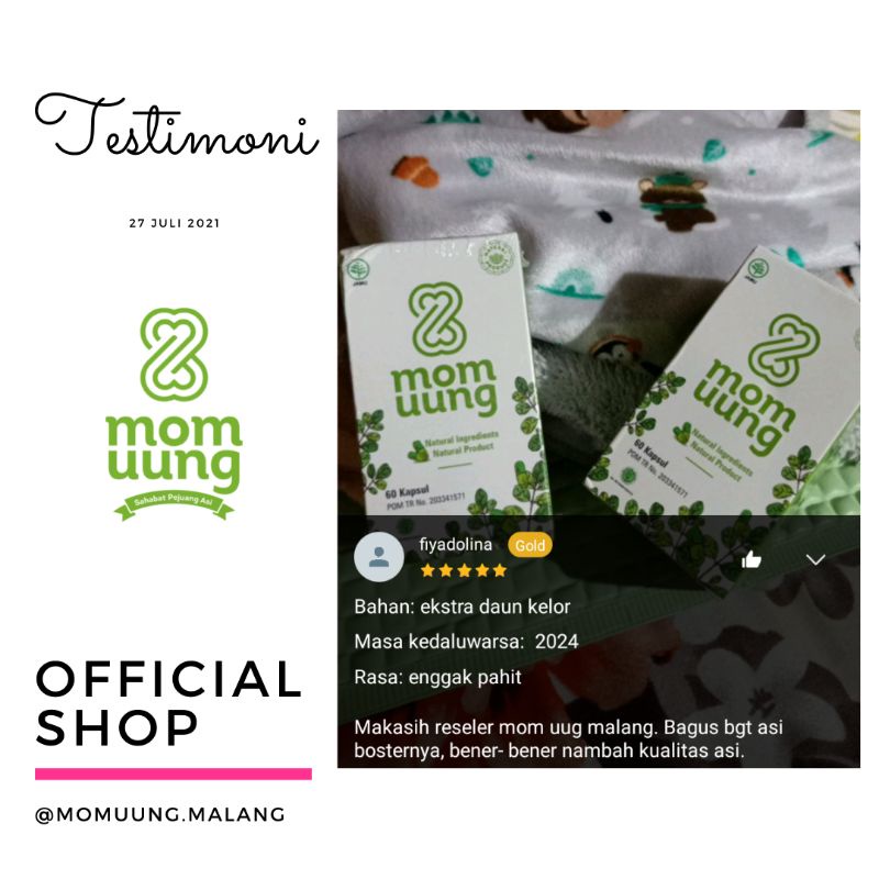 MOM UUNG ASI BOOSTER 30 KAPSUL / PELANCAR ASI HALAL/ PELANCAR ASI BPOM NATURAL