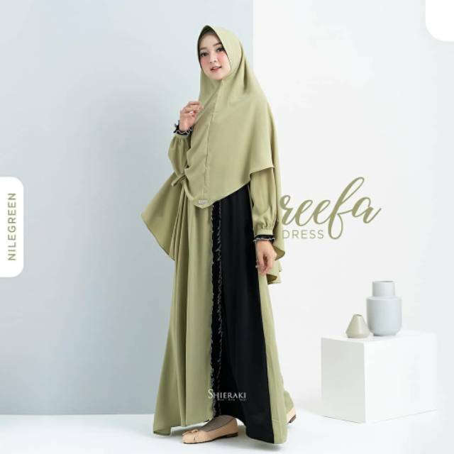 Reefa dress by Shieraki, Gamis dua warna cantik/dress only