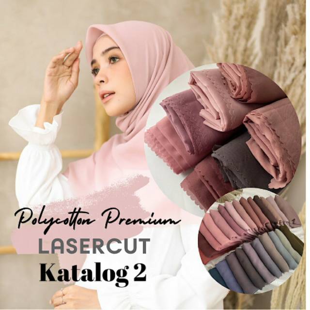 Hijab Segi Empat Polycotton Laser Cut Bella Square Plain Hijab / Kerudung Polos by Sally_scarf