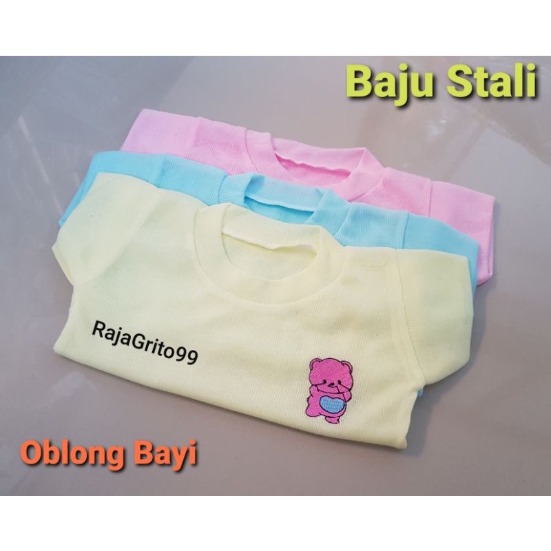 Kaos Oblong Bordir Bayi Lengan Pendek Halus / Setali Bayi Bordir Motif Size Large / Stali Bayi Pendek Newborn (1pcs)