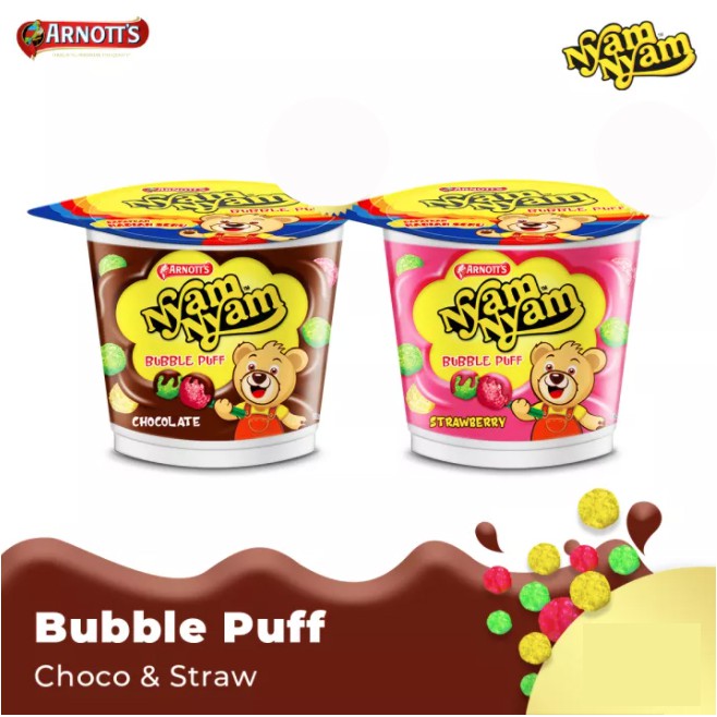 

Snack Arnott's Nyam-Nyam Bubble Puff - Choco & Strawberry