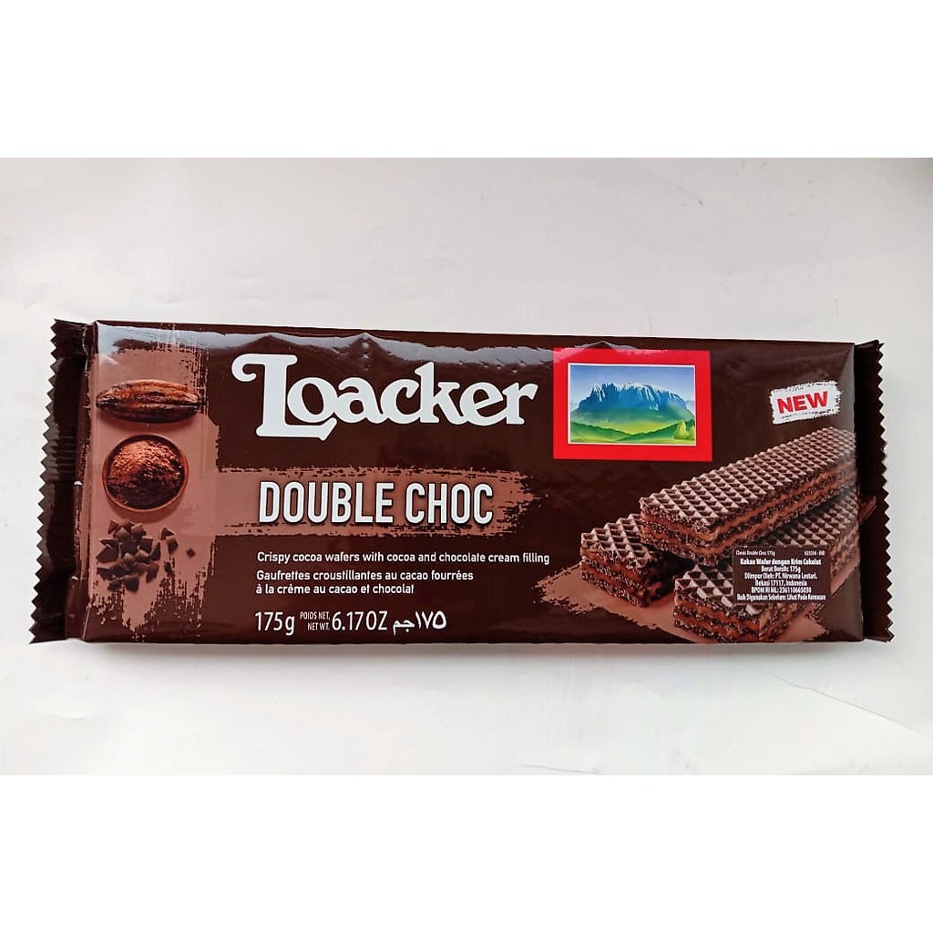 

LOACKER BISKUIT DOUBLE CHOCOLATE 175 GR/ WAFER COCOA WAFERS WITH COCOA AND CHOCOLATE