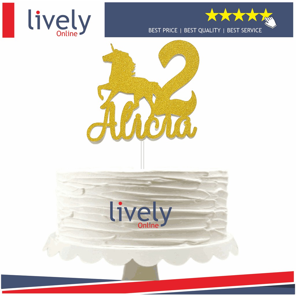 CUSTOM NAMA CUTTING CAKE TOPPER KARAKTER UNICORN HIASAN KUE