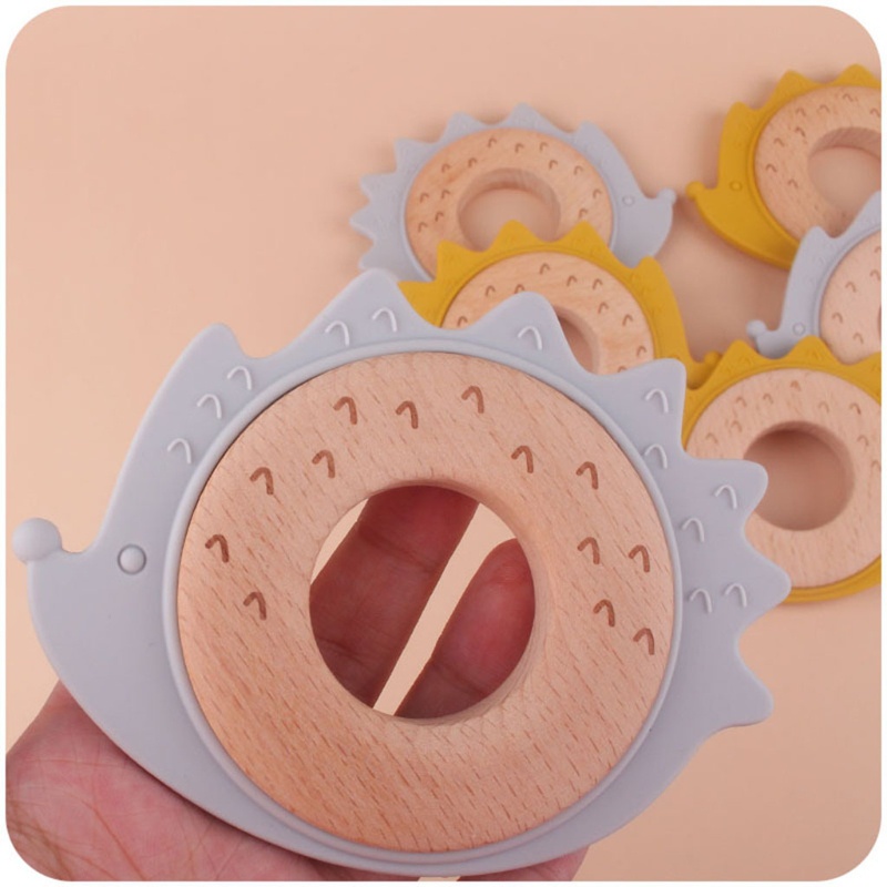 Mary Mainan Teether Bayi Bentuk Landak Kartun Bahan Silikon