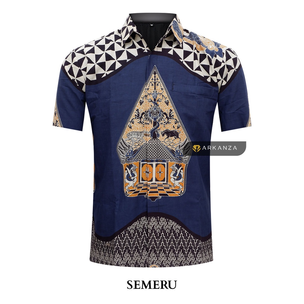 SEMERU Hem Atasan Kemeja Baju Batik Pria Cowok Produsen Slimfit Memakai Furing Lengan Panjang Lengan Pendek Original Asli Batik Arkanza