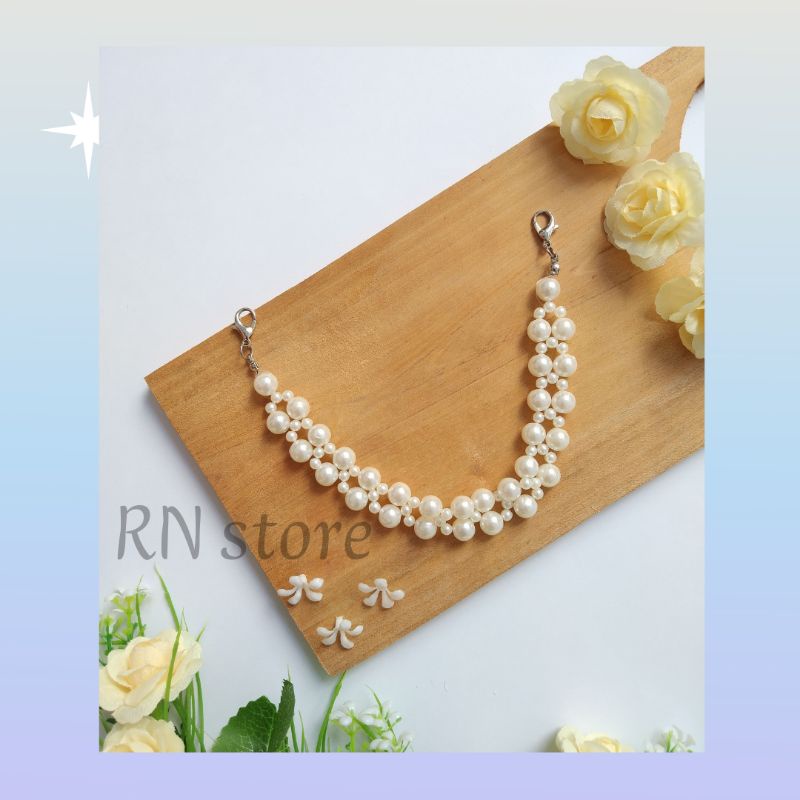 Konektor Masker Hijab Mutiara Putih Kombinasi