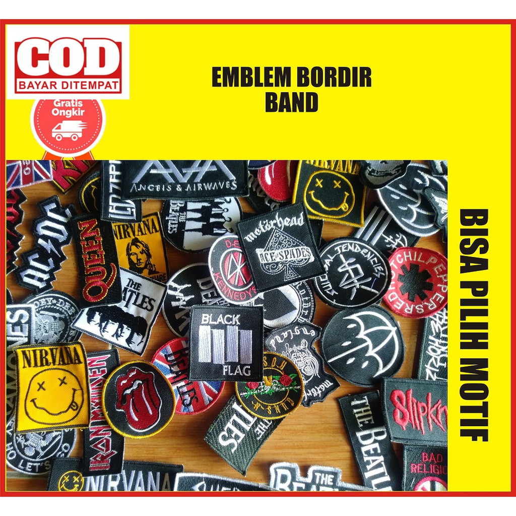 Patch Emblem Bordir Set Kecil Murah Band Punk Metal Untuk Jaket Denim Patch Emblem Bordir Termurah