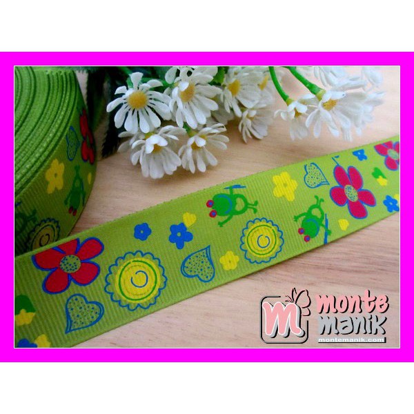 

Bahan Craft Pita Grosgrain Taman Katak Hijau 1 inch - PITA-037