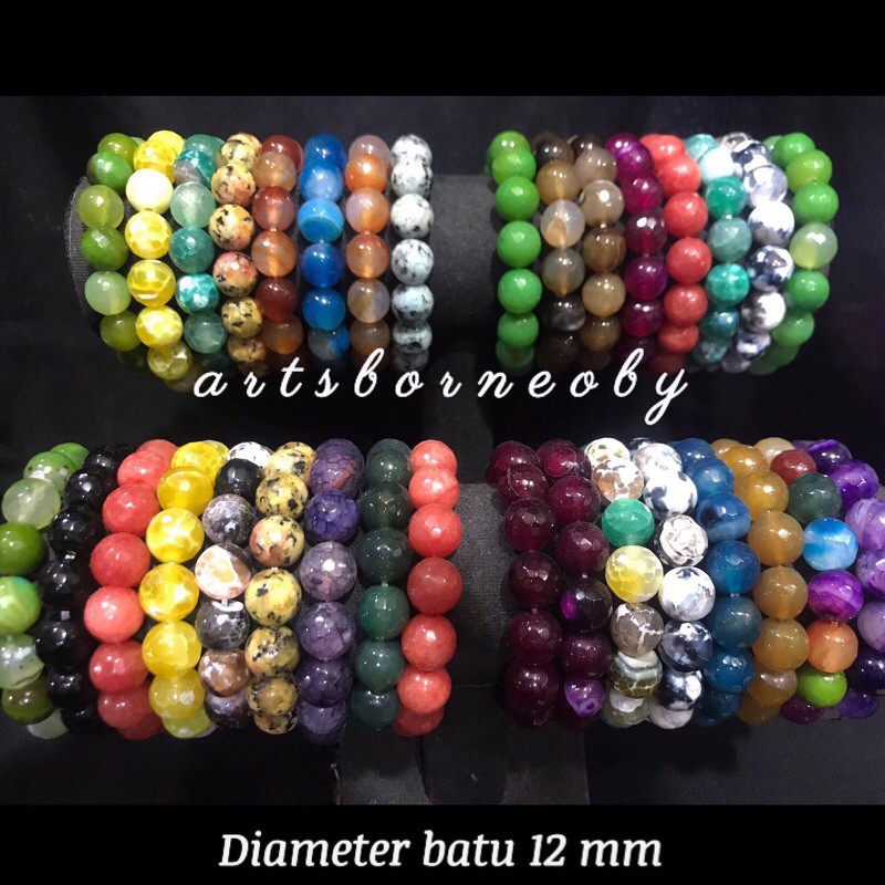 GELANG BATU AKIK CUTTING 12MM