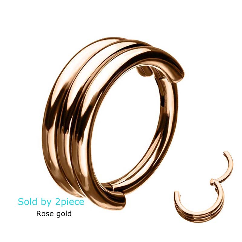 2Pcs Anting Hoop Ukuran 8mm Bahan Stainless Steel Warna Silver / Hitam / Rose Gold