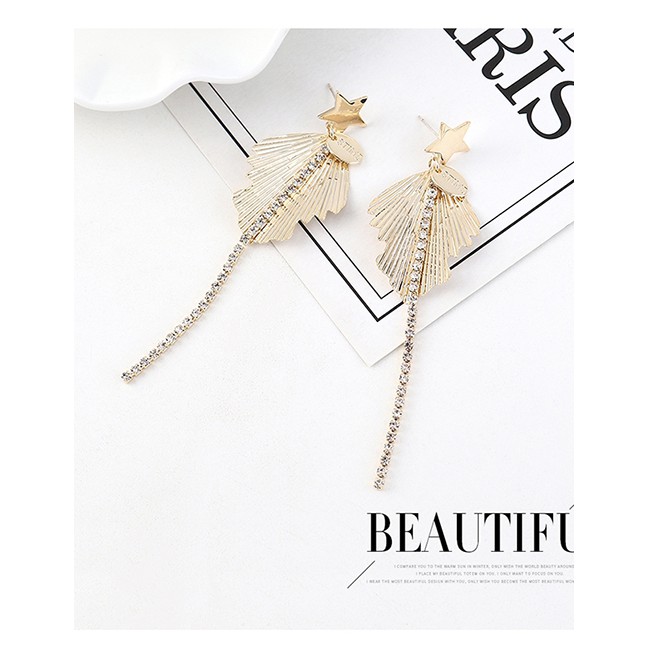 LRC Anting Tusuk Fashion Golden Real Gold-plated Little Star Tassel S925 Silver Pin Earrings Y63069