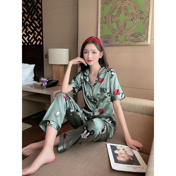 DC Piyama Satin Lengan Pendek Celana Panjang Import Quality-6