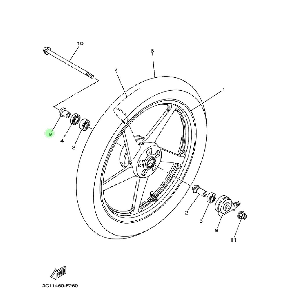 COLLAR WHEEL BUSH BOSH BOS RODA DEPAN KANAN VIXION OLD LAMA OVI ORIGINAL YGP 3C1-F5186-00