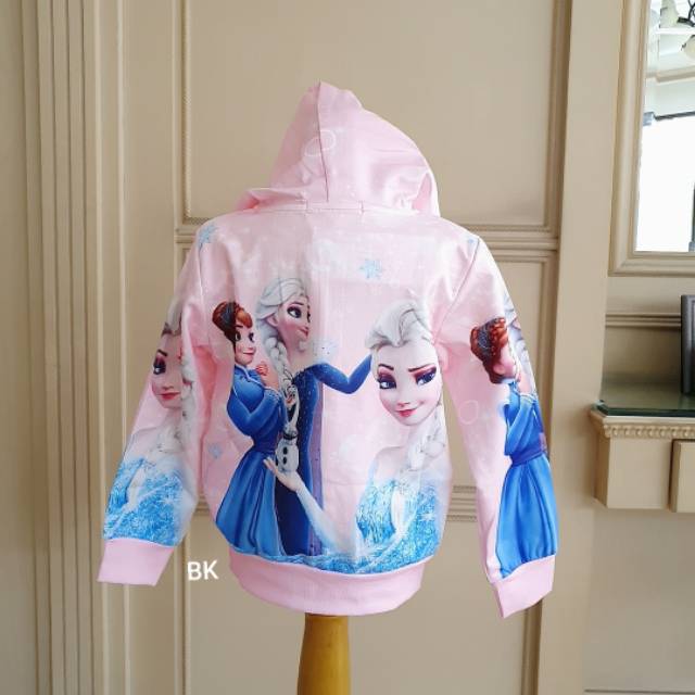 JACKET HODDIE ANAK PEREMPUAN MOTIF FROZEN ELSA ANNA / JAKET ANAK PRINCESS IMPORT