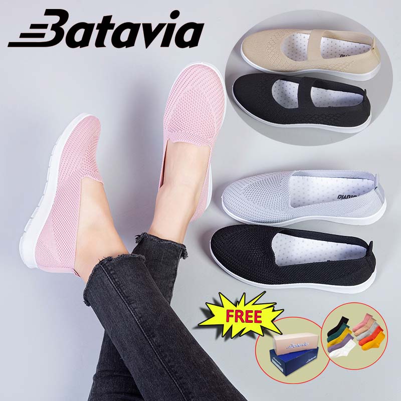2022 baru sepatu slip on import flat wanita rajut premium bernapas
Batavia Shoes Fashion sepatu datar kanvas shoes wanita A132 A135 A136
