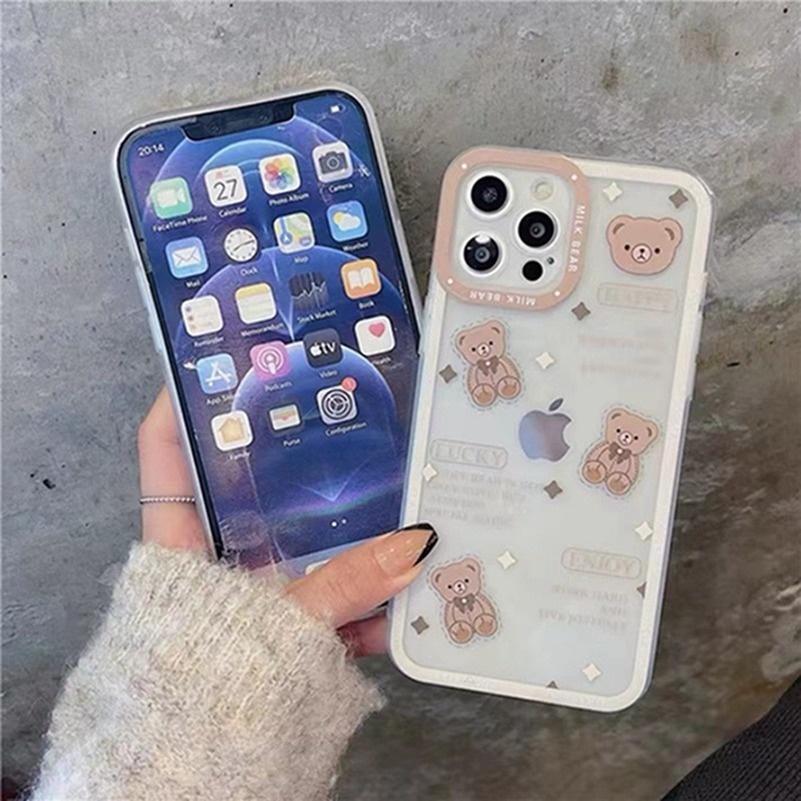 Casing Samsung Galaxy A12 A32 A22 A03 A03s A73 A53 A33 A23 A13 M52 A02s M22 M32 A72 A52 A52s A20 A30 A50 A50s A30s A71 A51 A11 M11 A10 M10 M12 S22 Plus Ultra Brown Bear Clear Phone Case Shockproof Matte Transparent Protection Cover