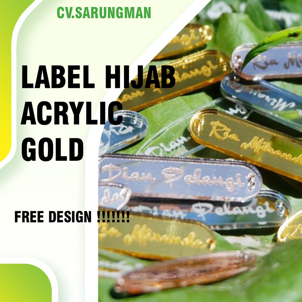 

Label Hijab Acrylic / Label Akrilik / Label Brand Akrilik Custom Emas - BENING // Acrylic Hijab Label / Acrylic Label / Gold Custom Acrylic Brand Label - BENING
