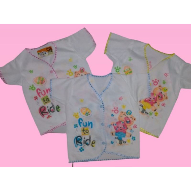 Baju Bayi SNI Kancing Depan Tangan Lengan Pendek Panjang Putih Motif Newborn