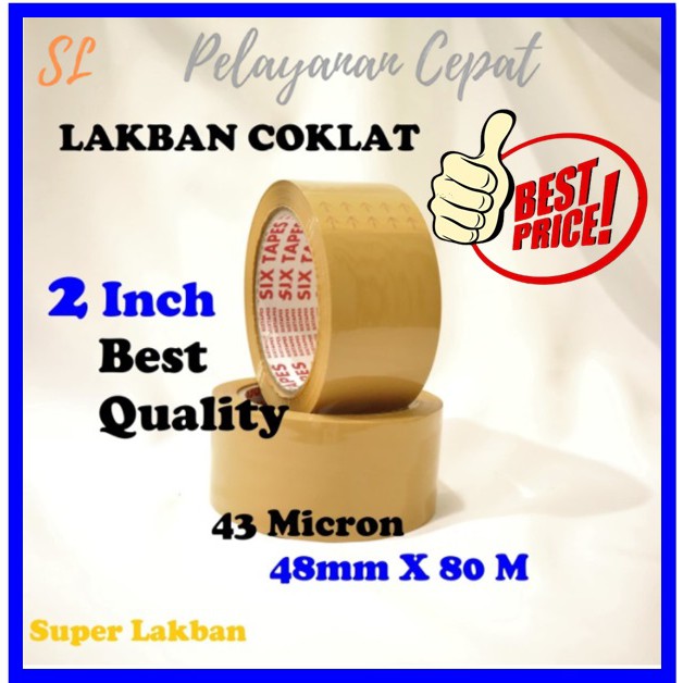 Lakban Coklat berkualitas tebal kuat merk Six Tape Setara Lakban Daimaru Ukuran Pasti Pas 48mmx 80M