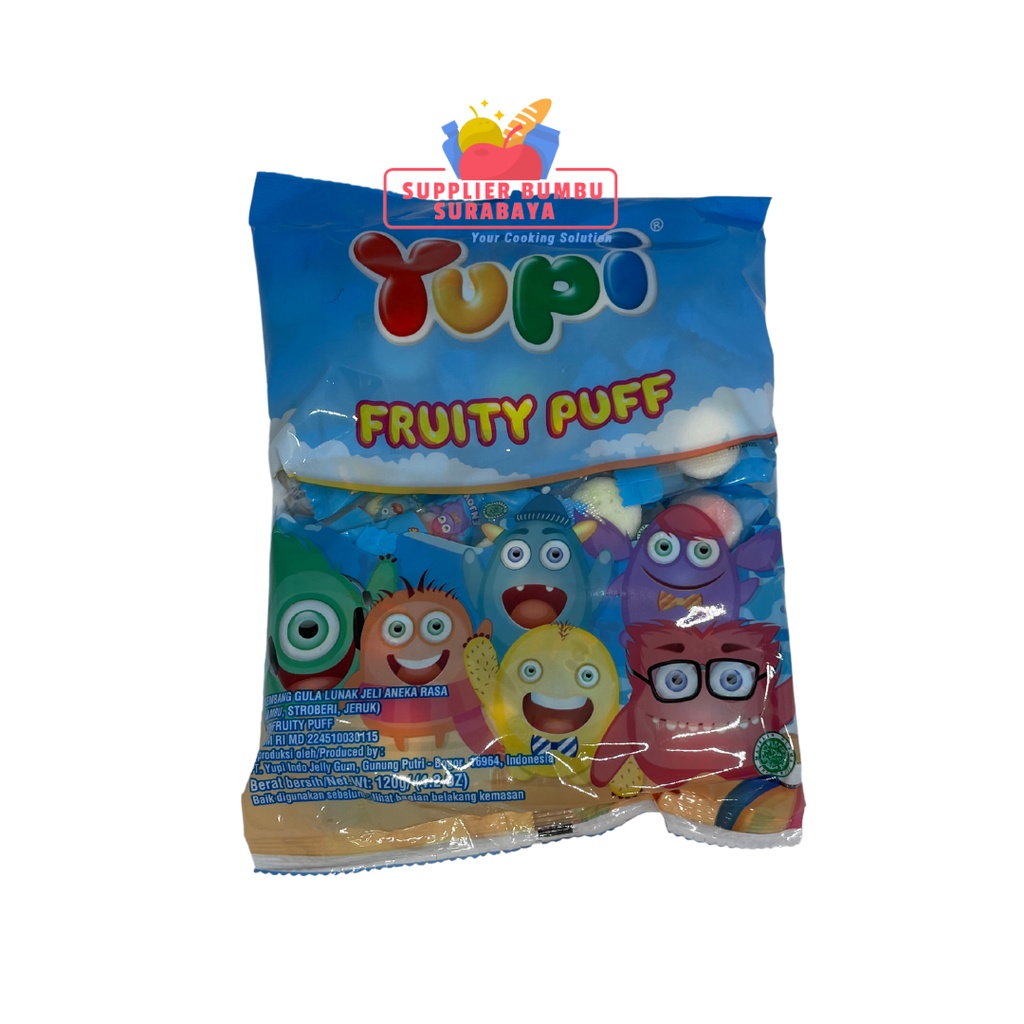 Permen Jelly Yupi Bag Strawberry Kiss Fruity Puff 120g