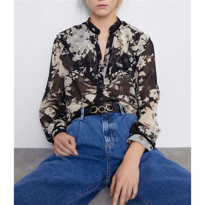 BLUS V-NECK MOTIF FLORAL WANITA IMPORT PREMIUM/28832 Floral V Neck Layered Blouse