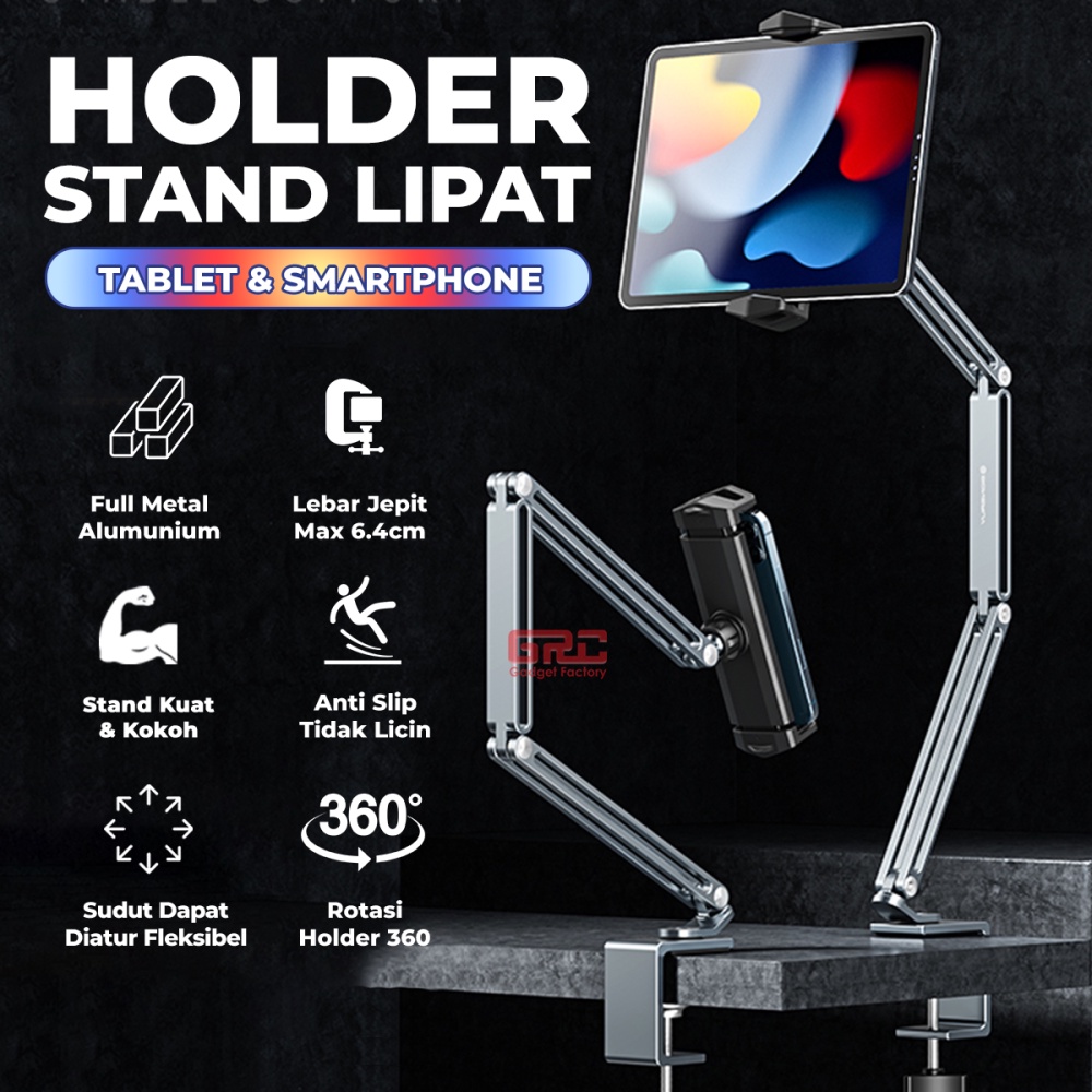 Lazypod iPad Tablet Lazy Pod Phone Holder Penyangga Stand Tab Jepit