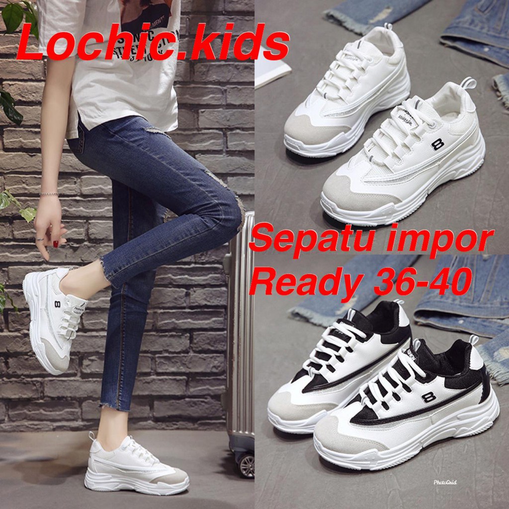 (LOLI-JKT) D-02 SEPATU SNEAKER DEWASA IMPORT DENGAN TALI 36-40 (lochic)