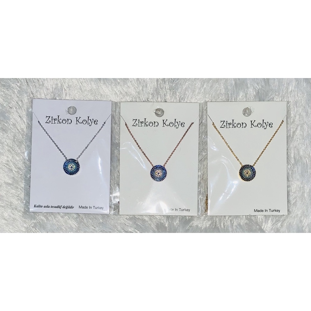 Kalung choker pesta kondangan payet mote Evil eye putih navy kilau blink Turki