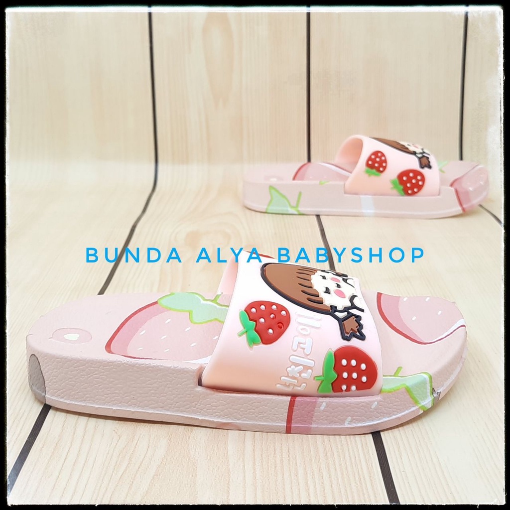 Sandal Anak Perempuan IMPORT Umur 3 4 Tahun Motif Kartun PINK Elastis - Sendal Anak Cewek Elastis Anti Licin Size 25 - 33