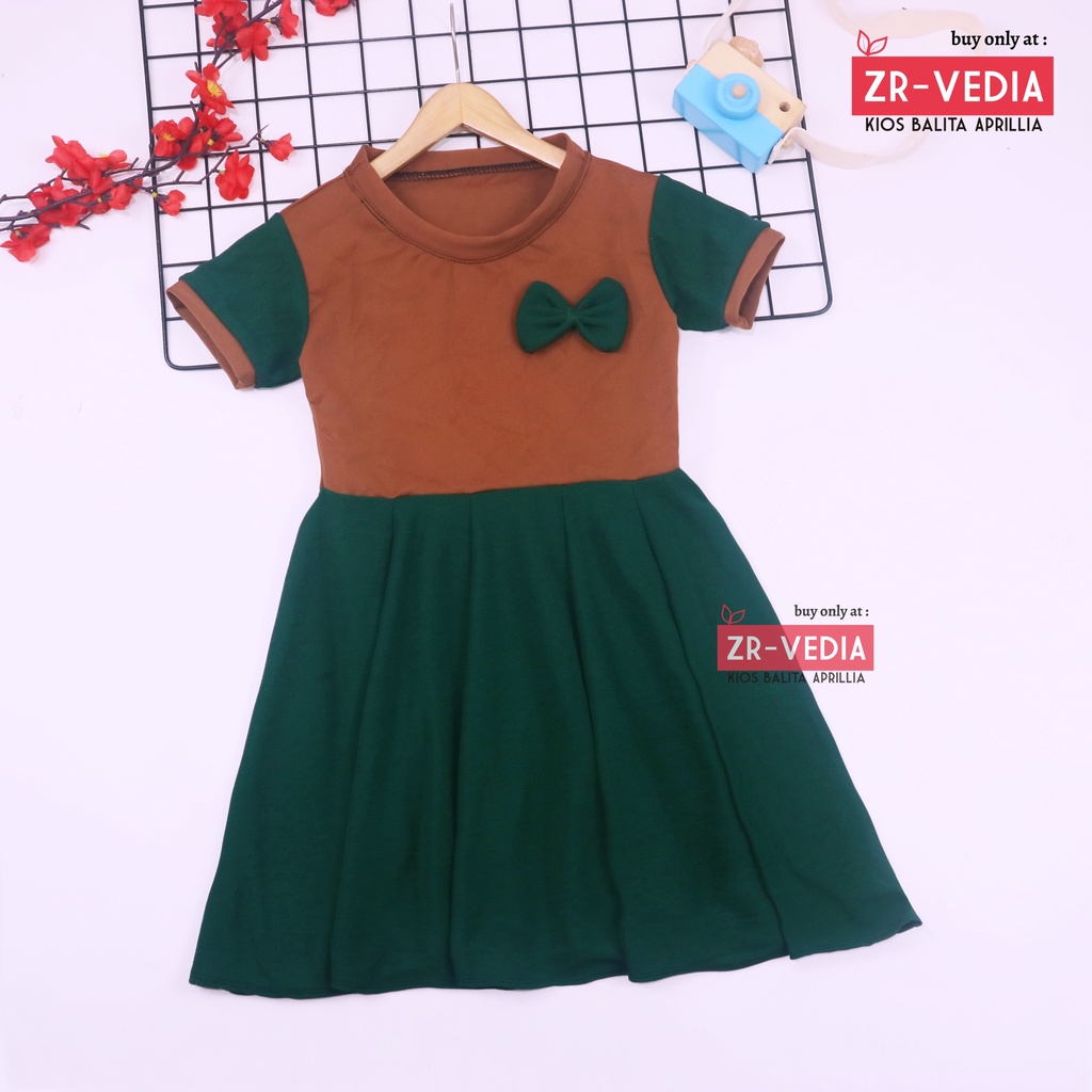 Dress Karin uk 5-6 th / Dres Lengan Murah Grosir Baju Anak Perempuan Harian Gaun Pesta Polos Cewek