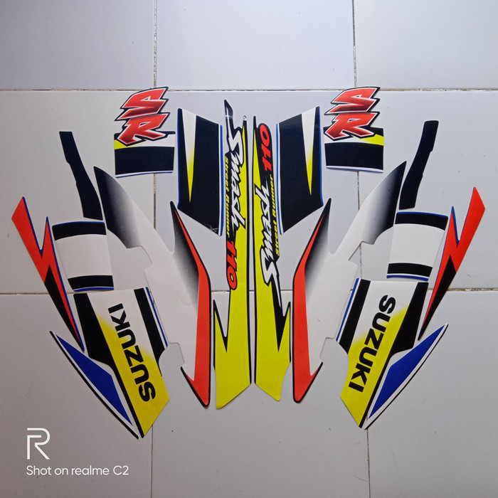 striping stiker motor suzuki smash Sr 110 2005 biru