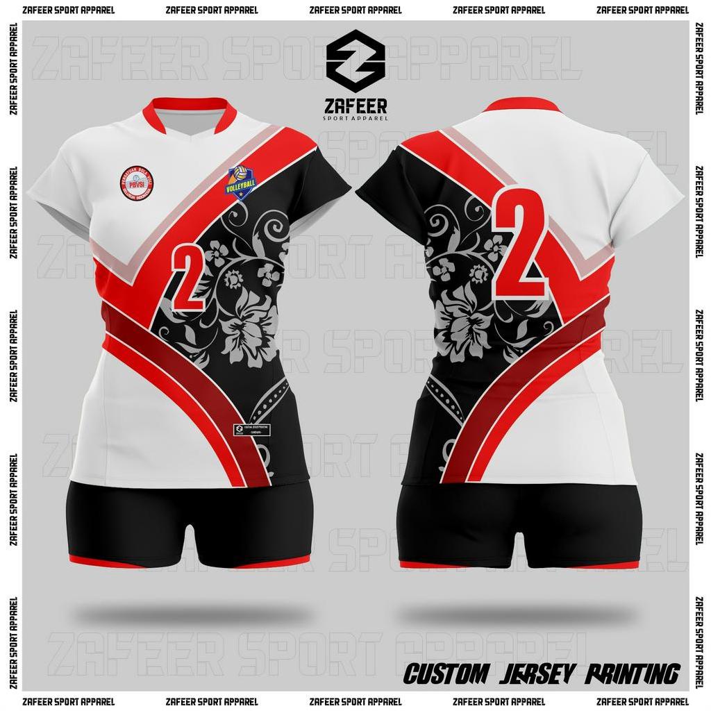 Baju Jersey Kaos Volleyball Voli Cewek Wanita Full Printing Tangan Pendek Stelan Atau Atasan Olahrag