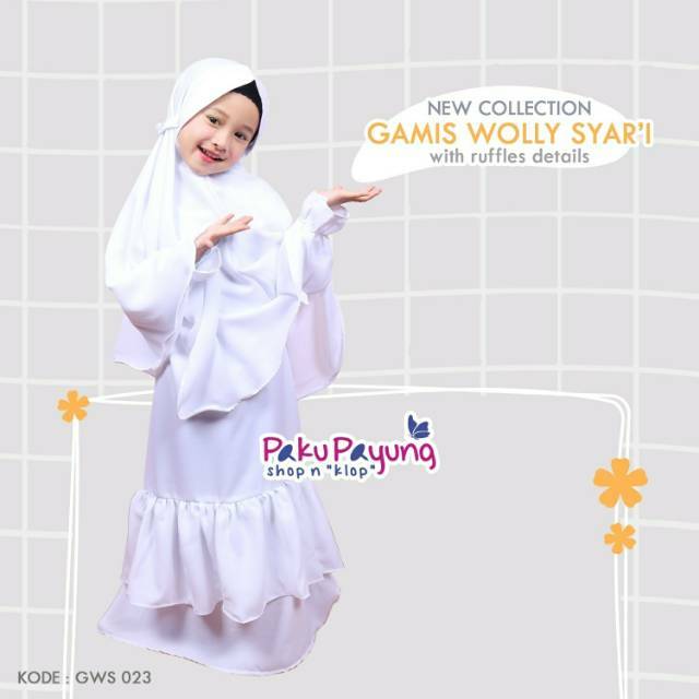 GAMIS SYAR'I Putih 3-4 Tahun By Paku Payung