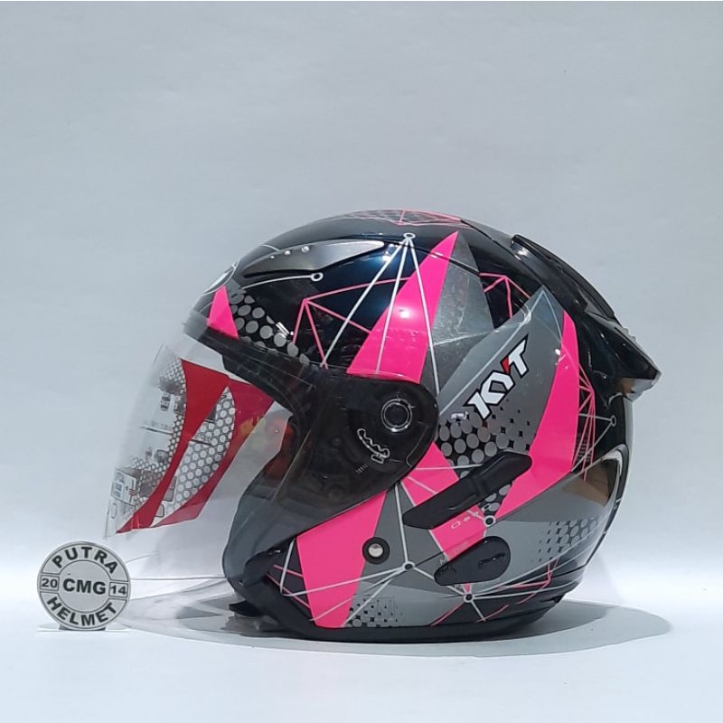 HELM KYT GALAXY MATRIX FLAT R BLACK PINK FLUO