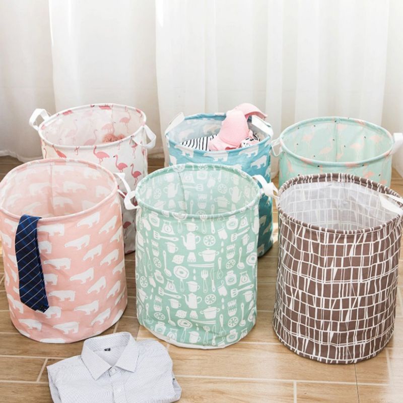 Keranjang Laundry Baju Kotor Motif Karakter Lipat Basket Storage Pakaian Hamper