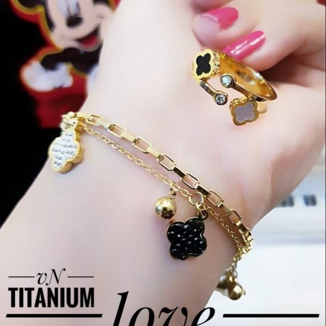 Titanium gelang dan cincin 2418k