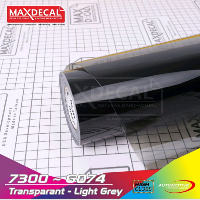 Sticker Stiker Maxdecal Max Decal 7300 G074 G 074 hitam transparan light grey hybrid glossy