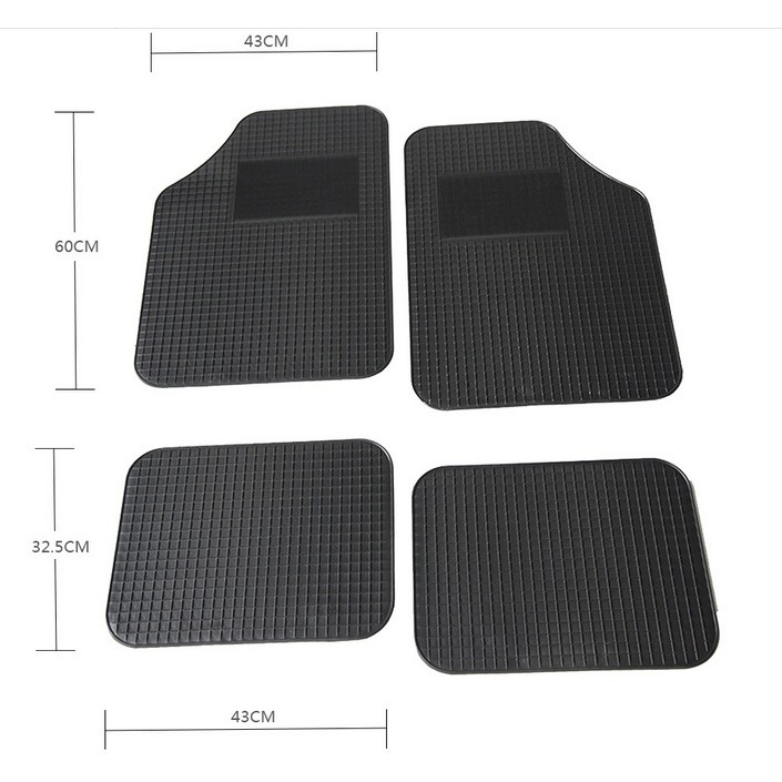 Karpet Mobil Alas Kaki Karet Tebal HITAM Premium 1 Set 4pc motif petak