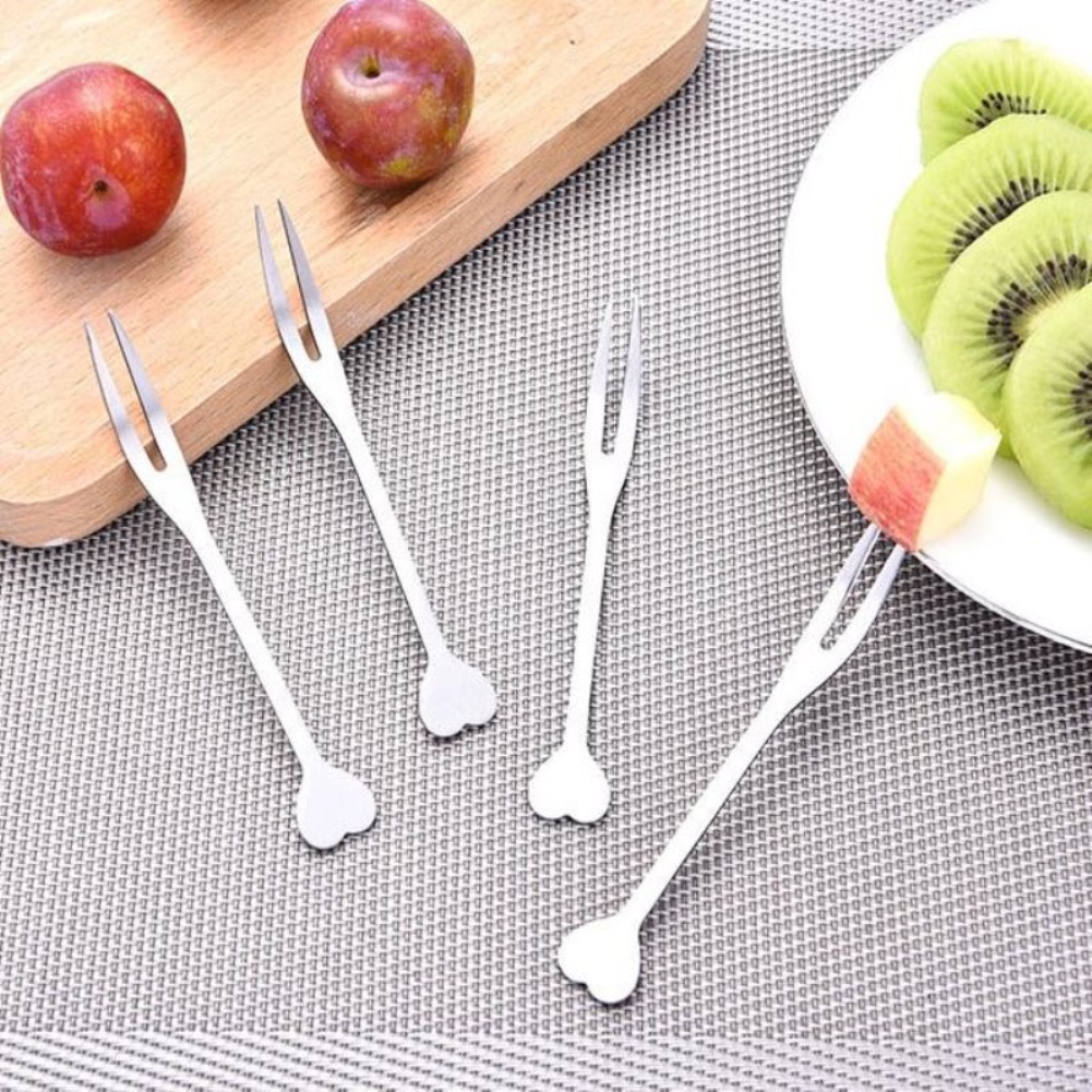 Love type stainless steel fruit fork household fruit sign two tooth fork cake dessert fork fruit fork OWT