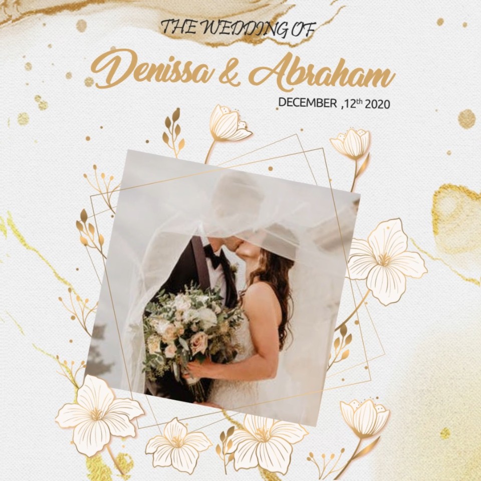 Undangan Digital Video Pernikahan Simple Bunga Emas Elegant Termurah