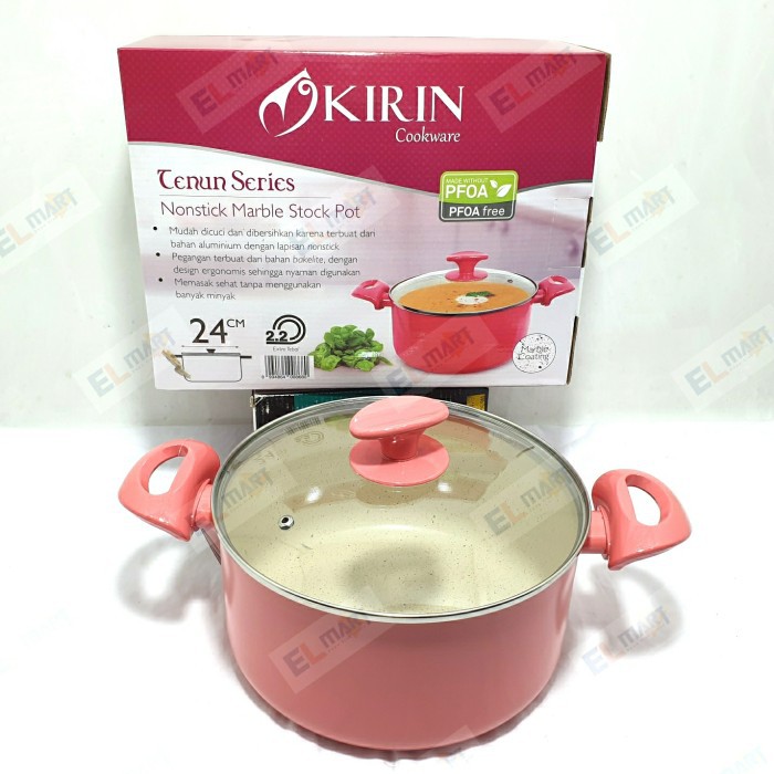 KIRIN Panci Marble Sauce Stock  Pot Tenun 24cm  Dutch Oven Stock Pot 24 cm