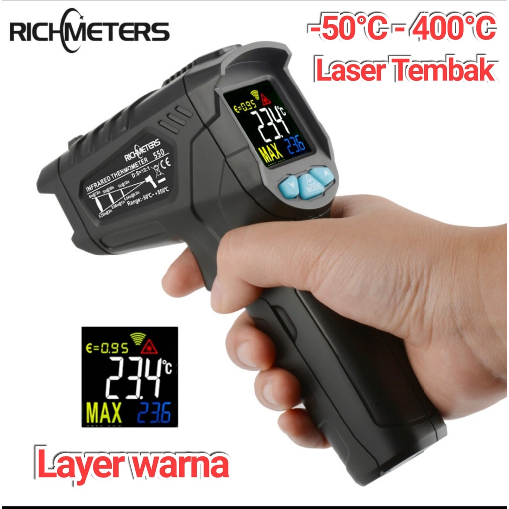 Pengukur Suhu Panas digital Laser Thermogun Thermometer - MESTEK IR03A Digital Laser Tembak