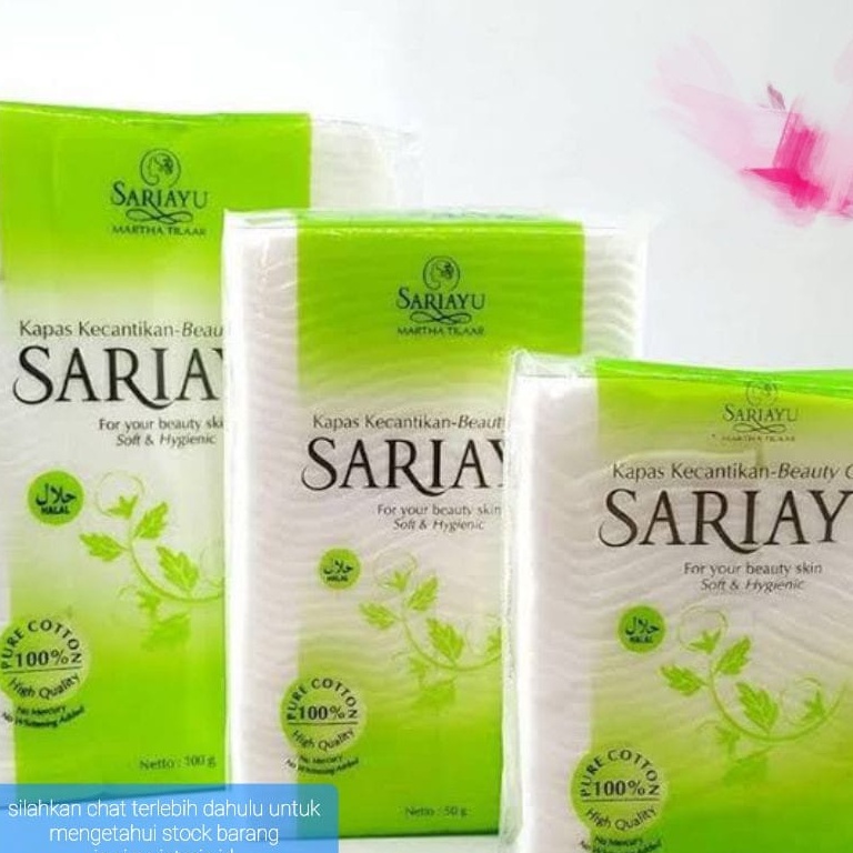 KAPAS WAJAH SARIAYU 35GR 50GR 100GR PEMBERSIH MAKE UP KECANTIKAN