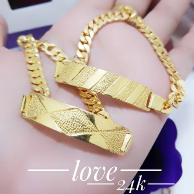 Gelang tangan cantik terlaeis dilapisi emas 24 k