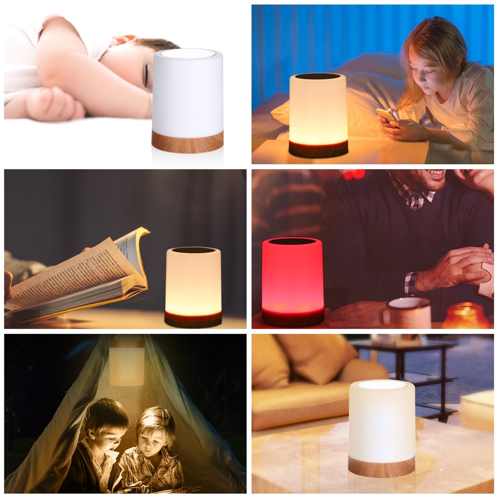 Lampu meja minimalis Modern sensor sentuh Lampu Tidur lampu baca lampu hias sensor sentuh Touch Bedside LED Night Light 3W minimalis dekorasi kamar USB Rechargeable Touching Control Bedside Light Dimmable Table Lamp Warm White &amp; RGB Night Light for Living