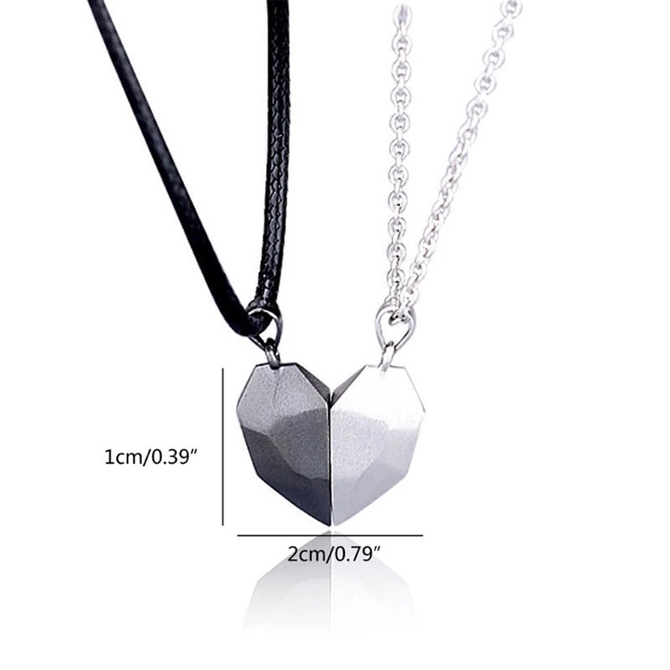 MURMURE.ID | 1 PASANG KALUNG PASANGAN MAGNET DENGAN LIONTIN BATU HATI HEART COUPLE NECKLACE